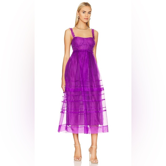 Ulla Johnson Priscilla Silk Midi Dress Size 0 NWT Cassis Purple - Picture 3 of 7